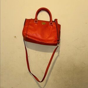 Michael Kors Fiery Red Textured Satchel